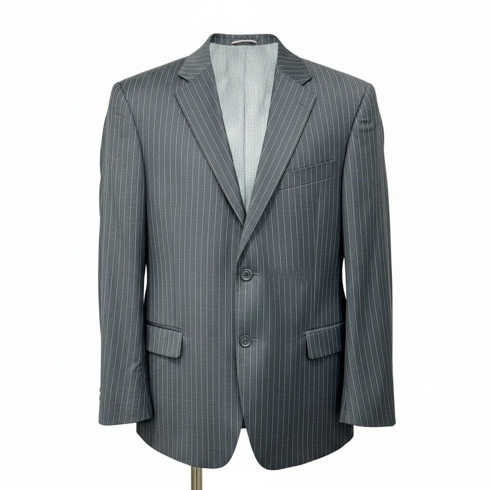 Tommy Hilfiger Blazer Mens 42S Gray Pinstripe Wool Blend 2-Button Jacket Classic